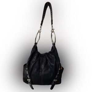 Kathy Van Zeeland Black Shoulder Bag with Silver Accents
